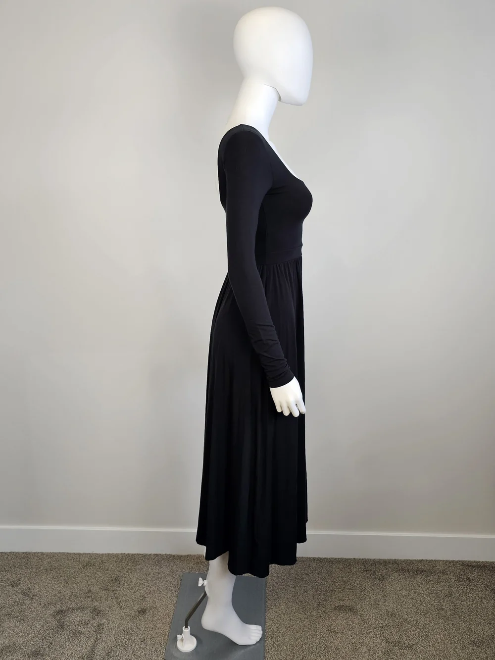 Wilfred Aritzia Market Black Square Neckline A-Line Long Sleeve Dress Sz XS - Picture 4 of 11